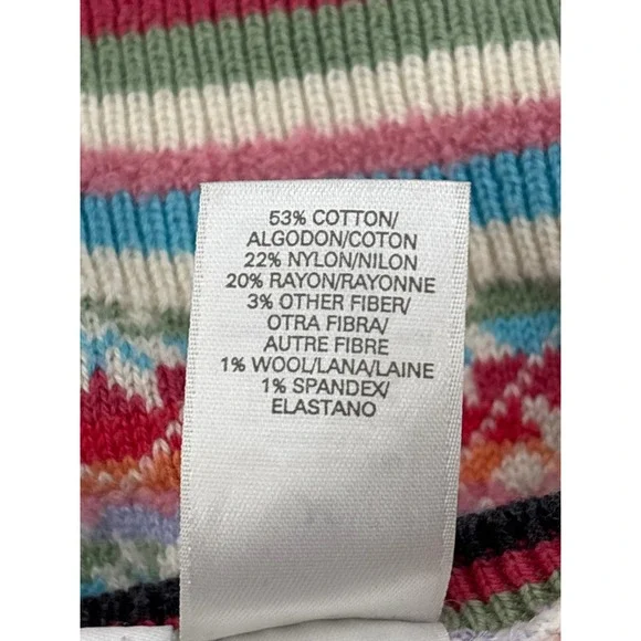 Liz Claiborne Fair Isle V Neck Sweater Women‎ Size M Colorful Geometric Pattern - Picture 5 of 6